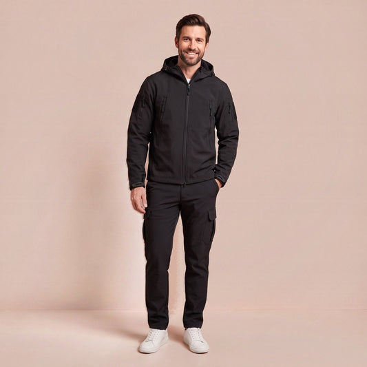 Wasserdichter Thermoanzug für Herren mit Kapuzenjacke und Cargohose