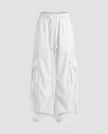 Baggy Cargohose Damen weit mit Tunnelzug und Bindebändern 3