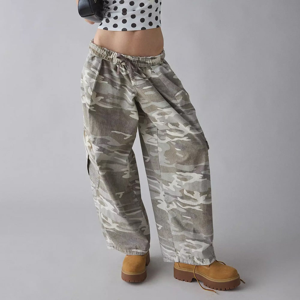 Camouflage Cargohose Damen weit mit Klappentaschen 5