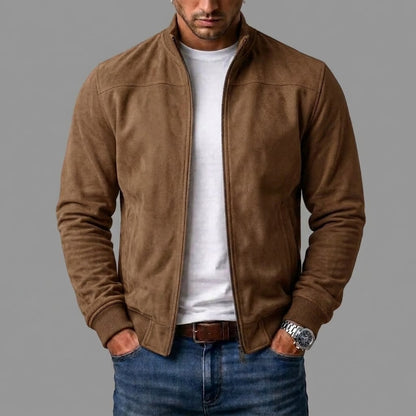 Zip Cardigan Bomberjacke für Herren aus Wildleder in Braun